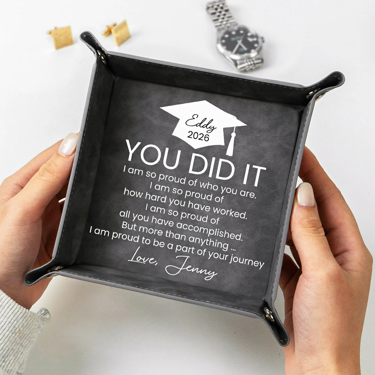 Graduation Gifts Message For Graduated Son - Personalized Valet Tray