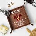 Believe In Yourself Gift For Son Grandson - Personalized Leather Valet Tray