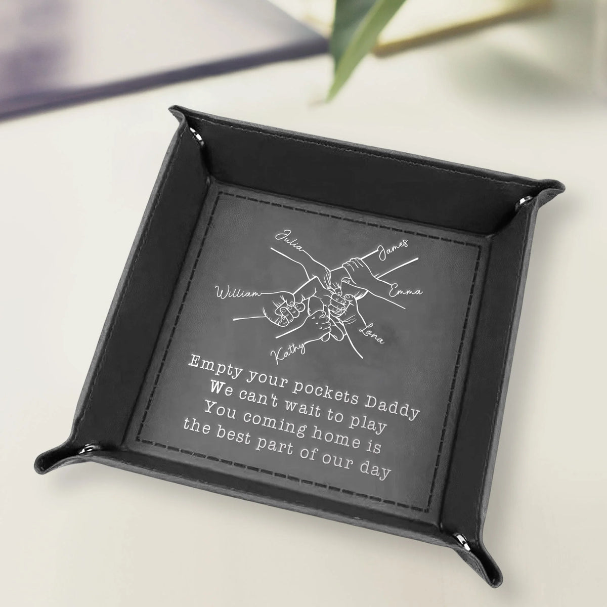 Empty Your Pockets Daddy - Personalized Leather Valet Tray