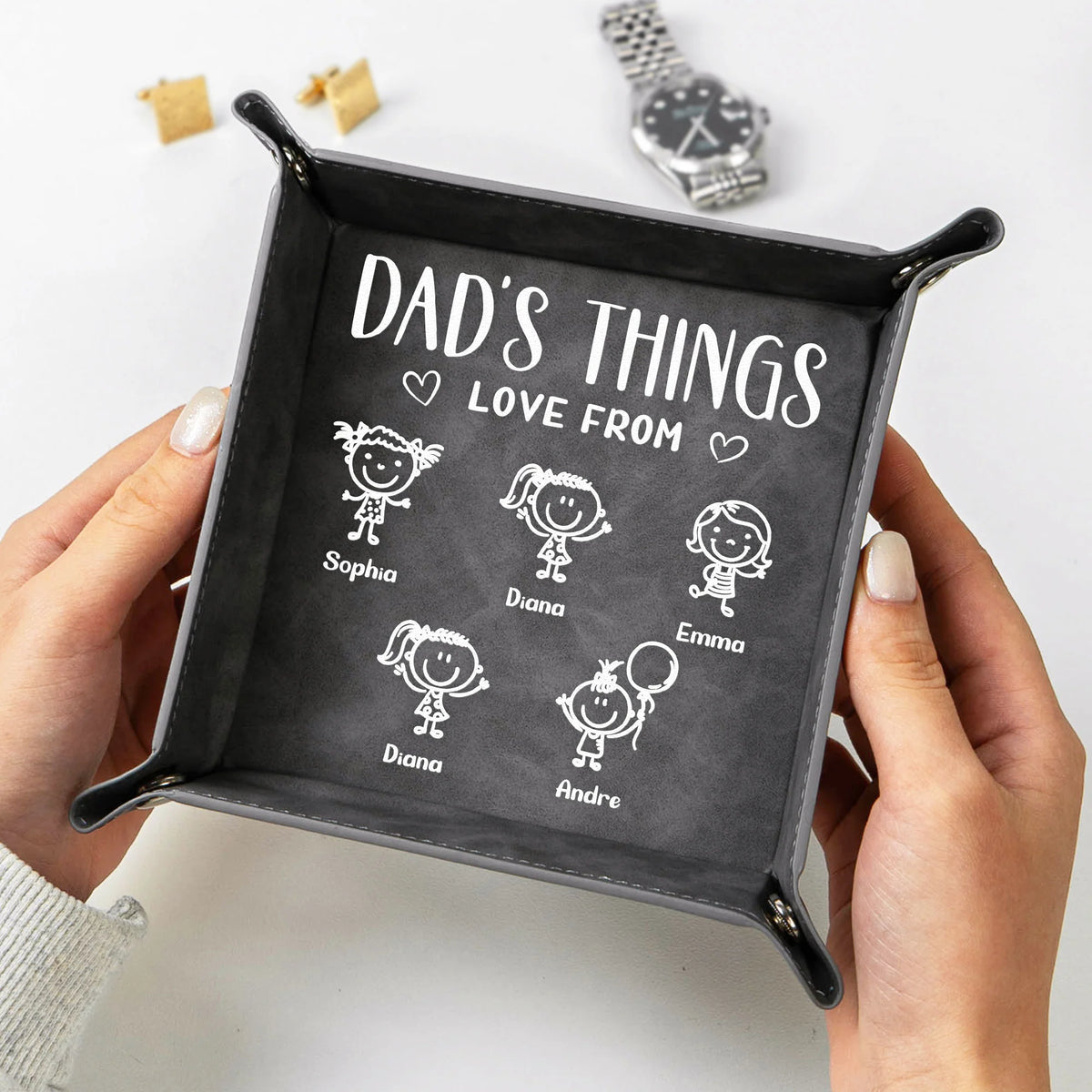 Daddy Empty Your Pockets - Daddy's Things Love From Kids - Personalized Valet Tray