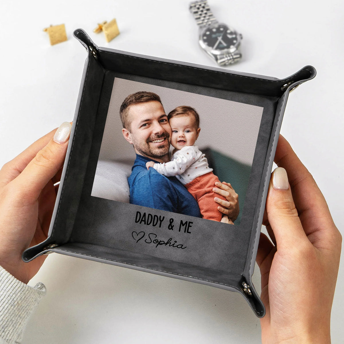 Custom Photo & Message Father's Day Gift For Dad - Personalized Valet Tray