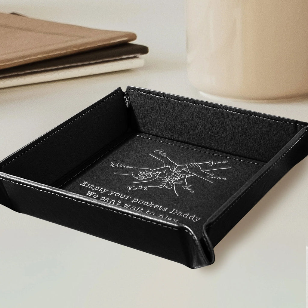 Empty Your Pockets Daddy - Personalized Leather Valet Tray