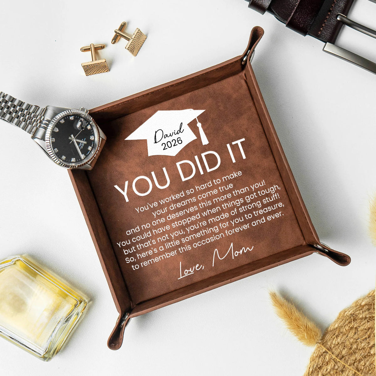 Graduation Gifts Message For Graduated Son - Personalized Valet Tray