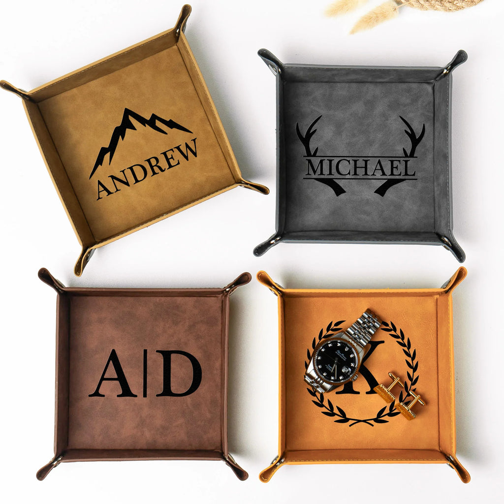 Custom Initial Names For Him, Son, Husband, Boyfriend, Coworkers - Personalized Valet Tray