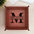 Vintage Monogram - Personalized Leather Valet Tray